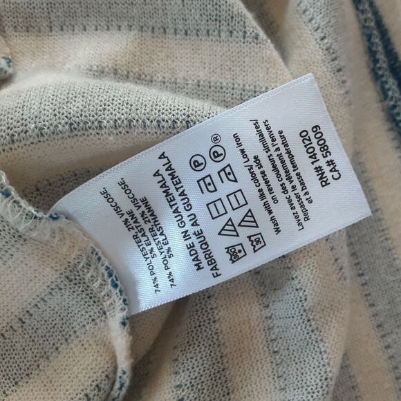 Stella & Dot S Small Striped Tatum Scoop Neck Front Knot Knit Top Blue Ivory - Picture 6 of 7